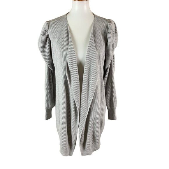 Anthropologie Gray Ribbed Open Front Cardigan Slouchy Soft Knit XS - Picture 1 of 6